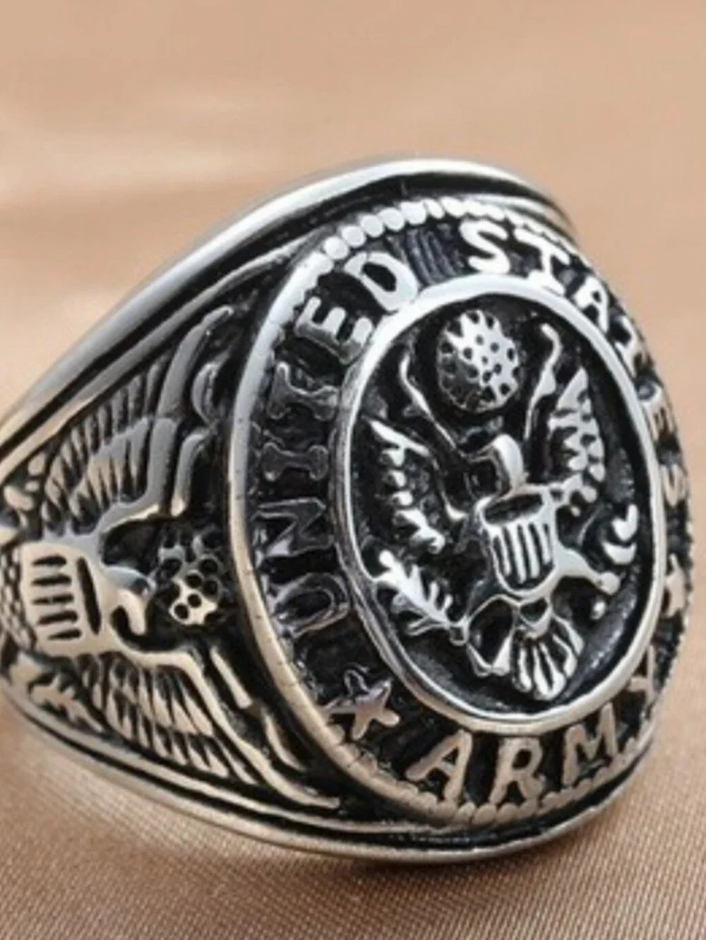 Stainless steel Army American Flag Eagle ring Sizes 7 - 13 Available